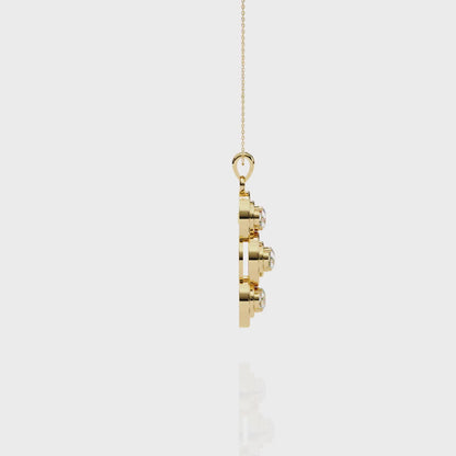 1.20 CTW Three-Stone Round Lab-Grown Diamond Circle Drop Pendant Necklace in 14K Gold & Platinum