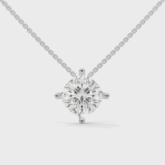 2.5 CT. Cushion Lab Diamond Pendant | Lab Grown | 14K Gold & Platinum