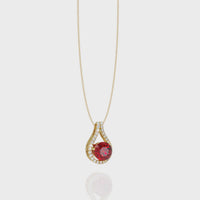 3.2 CTW Round Teardrop Halo Colorstone Pendant Necklace