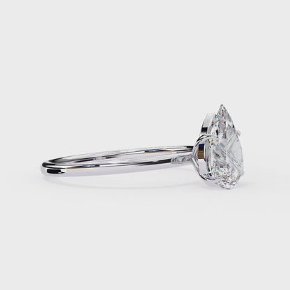 1.00 CT Pear-Cut Lab-Grown Diamond Solitaire Engagement Ring in 14K Gold