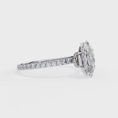 1.11 CTW Marquise-Cut Lab-Grown Diamond Pavé Engagement Ring in 14K Gold