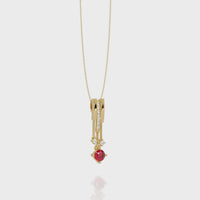 0.6 CTW Round Linear Drop Colorstone Pendant Necklace