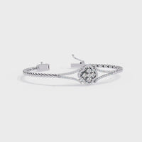 0.5 CTW Round Diamond Quatrefoil Floral Pavé Link Bracelet | 14K Gold & Platinum – Lunéa Paris