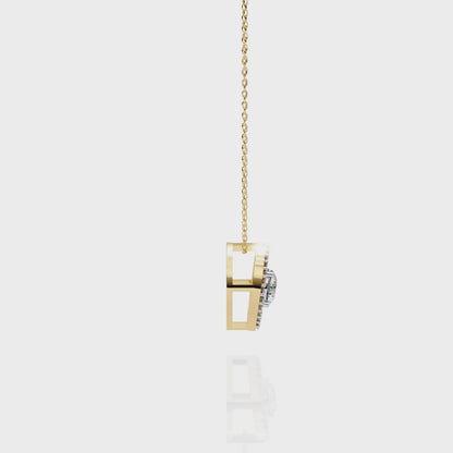 0.60 CTW Marquise Outline Halo Round Lab-Grown Diamond Necklace in 14K Gold & Platinum