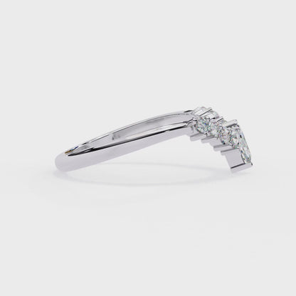 0.38 CTW Marquise-Center Graduated Crown Lab-Grown Diamond Wedding Band 14K Gold