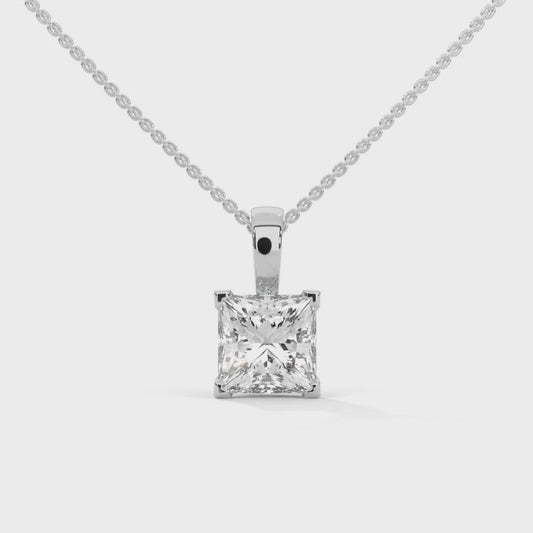 2 CT. Princess-Cut Lab Diamond Pendant | Lab Grown | 14K Gold & Platinum