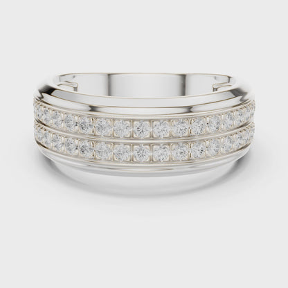 0.57 CTW Double-Row Lab-Grown Diamond Men’s Band in 14K Gold