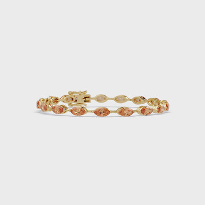 10.0 CTW Marquise Colorstone Tennis Bracelet | 14K Gold & Platinum – Lunéa Paris