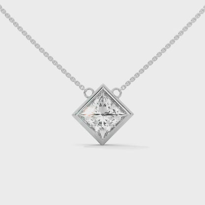 2CT. Bezel Princess Lab Diamond Pendant | Lab Grown | 14K Gold & Platinum