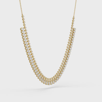 10.06 Ct Pear and Round Diamond Necklace in 14K Gold Lab Grown Diamonds