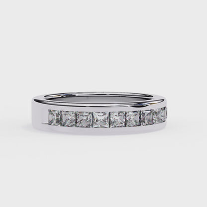 1.07 Ct Princess Cut Lab Grown Diamond Channel Set Half Eternity Band 14K Gold