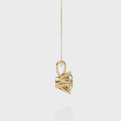 2.20 CT Round Lab-Grown Diamond Crown Solitaire Pendant Necklace in 14K Gold & Platinum