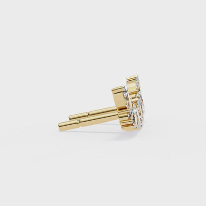 0.35 CTW Marquise & Round Lab-Grown Diamond Botanical Cluster Stud Earrings in 14K Gold