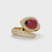 3 CTW Pear-Cut Halo Pavé Bypass Ring