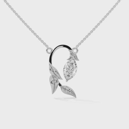 0.50 CT. Floral Marquise Diamond Pendant | Lab Grown | 14K Gold & Platinum