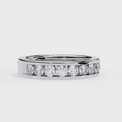1.01 Carat Round Lab Grown Diamond Channel Set Half Eternity Band 14K Gold