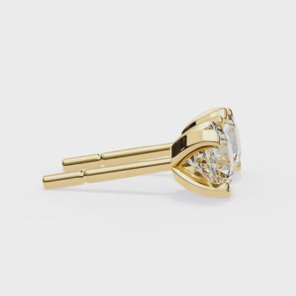 2.57 CTW Round Lab-Grown Diamond Sculpted Four-Prong Stud Earrings in 14K Gold
