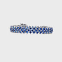 5.7 CTW Diamond-Lattice Round Colorstone Tennis Bracelet