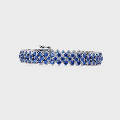 5.7 CTW Diamond-Lattice Round Colorstone Tennis Bracelet | 14K Gold & Platinum – Lunéa Paris