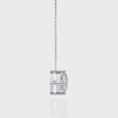 2.30 CT Cushion-Cut Lab-Grown Diamond Solitaire Pendant Necklace in 14K Gold & Platinum