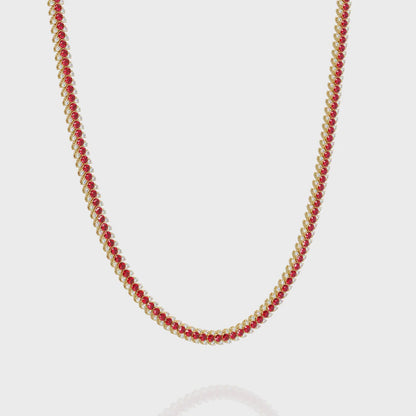 19.9 CTW Multi-Row Round Colorstone Tennis Necklace | 14K Gold & Platinum – Lunéa Paris