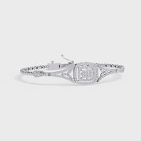 1.1 CTW Round Diamond Geometric Center Pavé Link Bracelet | 14K Gold & Platinum – Lunéa Paris