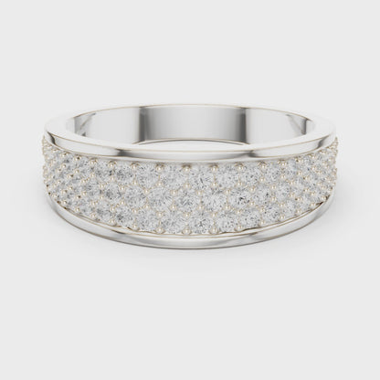 0.93 CTW Multi-Row Pavé Lab-Grown Diamond Wide Men’s Band in 14K Gold