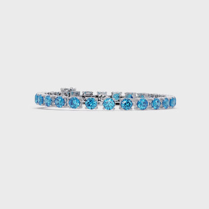 9.8 CTW Classic Round Colorstone Tennis Bracelet | 14K Gold & Platinum – Lunéa Paris