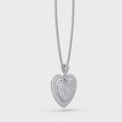 Double Heart Diamond Pendant Necklace