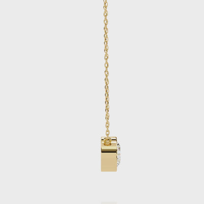1.60 CT Oval Lab-Grown Diamond Bezel Pendant Necklace in 14K Gold & Platinum