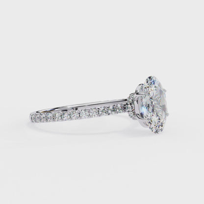 1.49 CTW Oval-Cut Lab-Grown Diamond Pavé Engagement Ring in 14K Gold