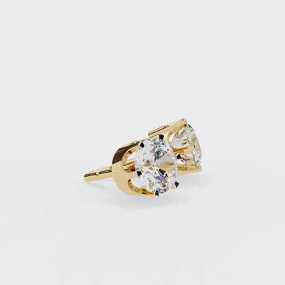 2.57 CTW Round Lab-Grown Diamond Six-Prong Crown Stud Earrings in 14K Gold