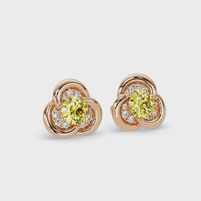 0.8 CTW Round Swirl Halo Colorstone Stud Earrings