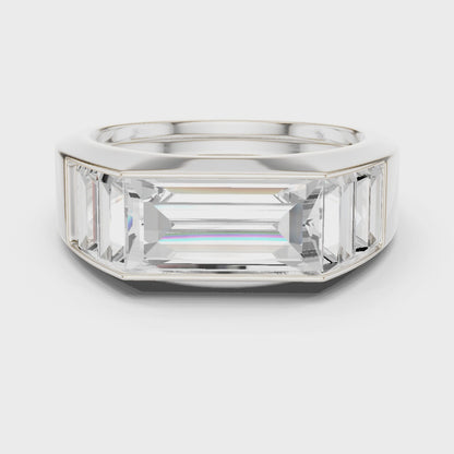 3.42 CTW Five-Stone Baguette Lab-Grown Diamond Men’s Ring in 14K Gold