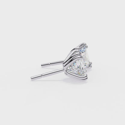 3.04 CTW Princess-Cut Lab-Grown Diamond Double-Claw Stud Earrings in 14K Gold
