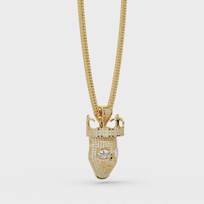 Crown Skull Diamond Pendant Necklace