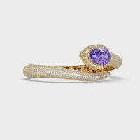 15.2 CTW Pear Halo Pavé Colorstone Open Cuff Bracelet