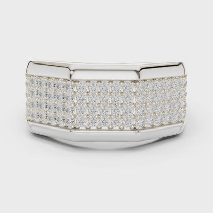 1.20 CTW Multi-Row Round Lab-Grown Diamond Wide Men’s Band in 14K Gold