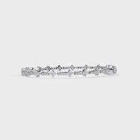 0.8 CTW Floral Cluster & Pavé Bar-Link Diamond Tennis Bracelet | 14K Gold & Platinum – Lunéa Paris