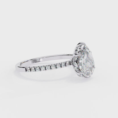 2.09 CTW Pear Lab-Grown Diamond Hidden Halo Pavé Engagement Ring in 14K Gold