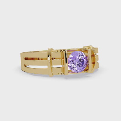 0.8 CTW Round Geometric Split-Rail Men’s Colorstone Ring