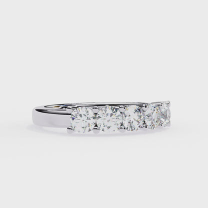 1.03 CTW Five Stone Round Lab Grown Diamond Anniversary Band 14K Gold