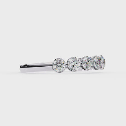 0.97 Carat Nine Stone Round Lab Grown Diamond Half Eternity Band 14K Gold