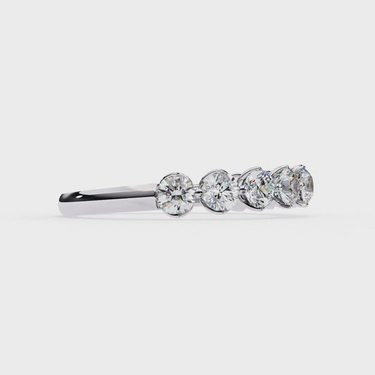 0.97 Carat Nine Stone Round Lab Grown Diamond Half Eternity Band 14K Gold
