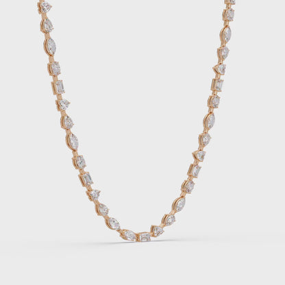 15.07 Carat Mixed Shape Diamond Necklace In 14K Gold Lab Grown