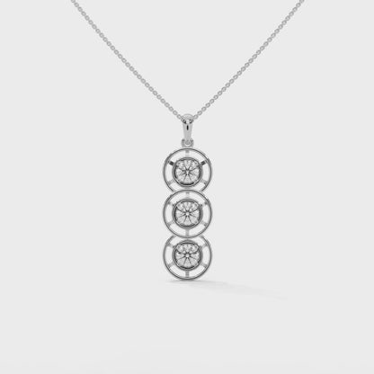 2.0 CT. Triple Diamond Drop Pendant | Lab Grown | 14K Gold & Platinum
