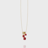 Triple Round Gemstone Drop Pendant Necklace