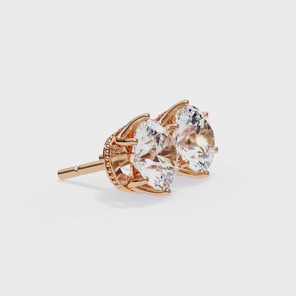 2.62 CTW Round Lab-Grown Diamond Crown-Set Stud Earrings in 14K Gold