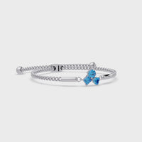 1.5 CTW Three-Stone Heart, Round & Princess Colorstone Adjustable Bolo Bracelet