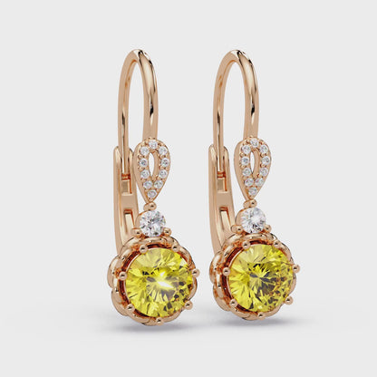 2.1 CTW Round Colorstone Drop Earrings